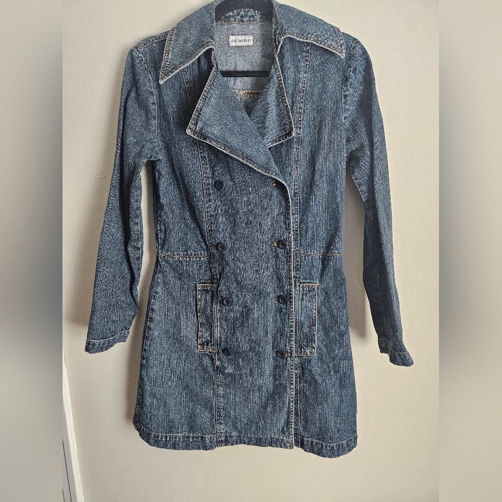 Denim Double-Breasted Women's Coat